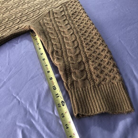 Cable Knit Fisherman Sweater Crewneck Khaki Men’s XL Pullover Preppy Academia - Picture 4 of 8